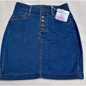 Wax Jean Skirt Front Button Down Denim Stretch Medium Wash Women's‎ Size Small